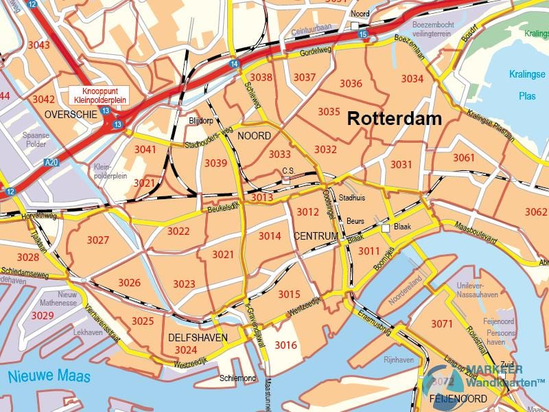 Карта на Ротердам поштенски број 
