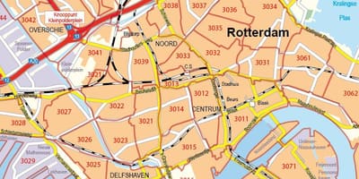 Карта на Ротердам поштенски број 